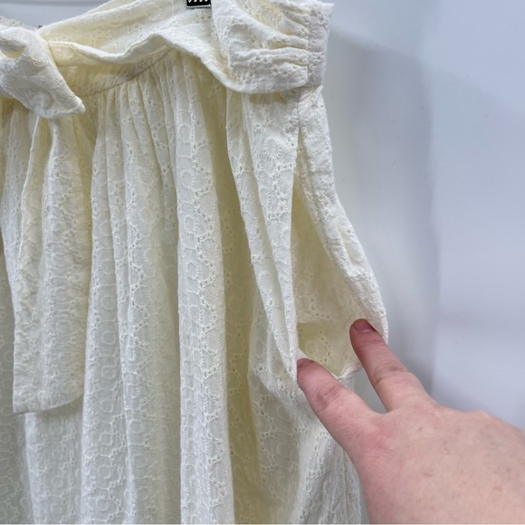Modcloth Cream Retro Cotton Eyelet A-line Skirt with Bow Detail - Size 1X - Picture 9 of 14
